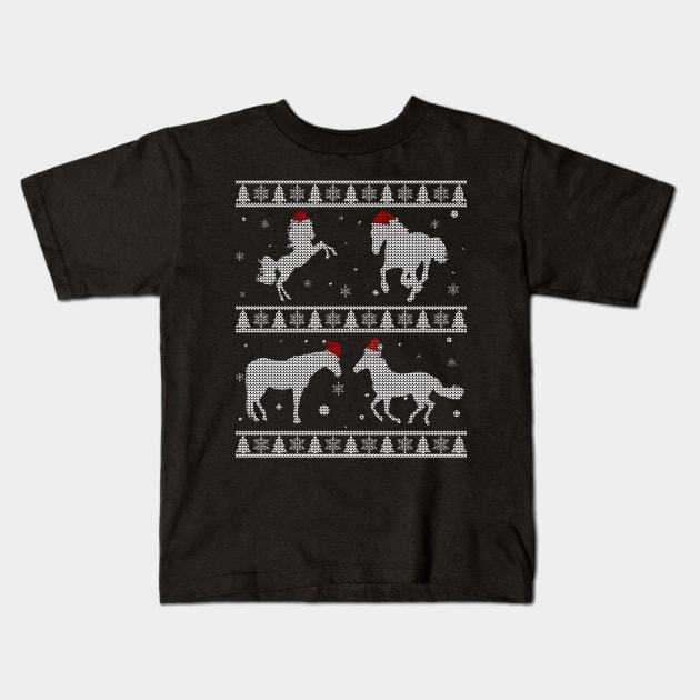 Santa Hat Horses Kids T-Shirt by Sleazoid